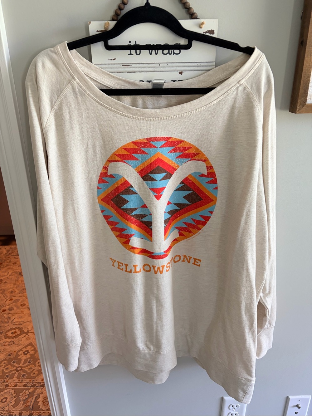 Yellowstone Graphic Long Sleeve Tee - Cream with Multicolor Logo